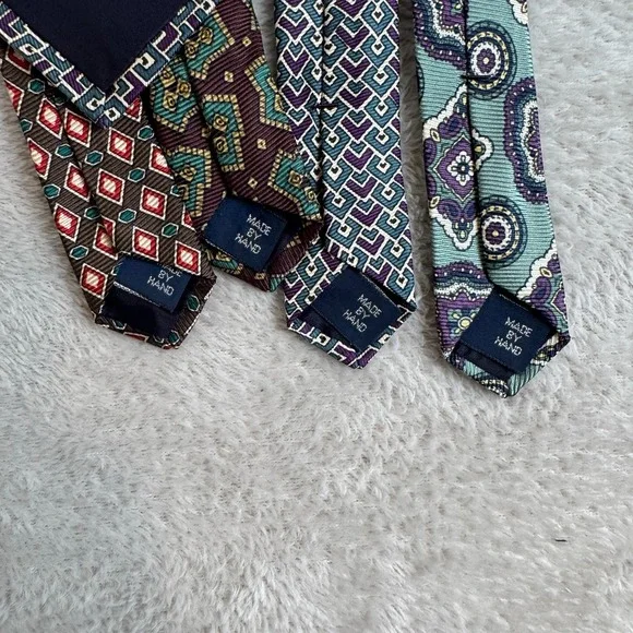 VTG Set Of 4 Polo By Ralph Lauren Pointed Necktie Mens OS Multicolor Preowned‎